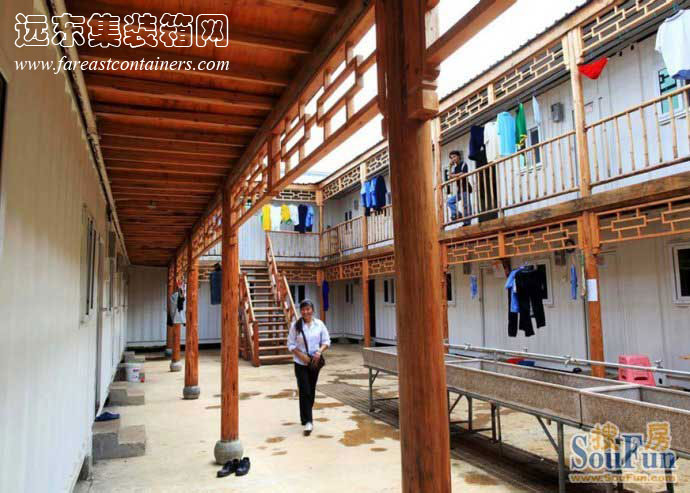 徽式风格阁楼四合院,集装箱活动房,住人集装箱房屋