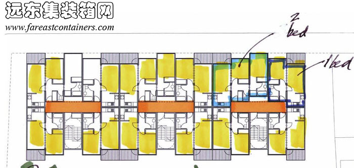 集装箱酒店平面布置方案,集装箱房屋,集装箱建筑,集装箱住宅,集装箱活动房,住人集装箱