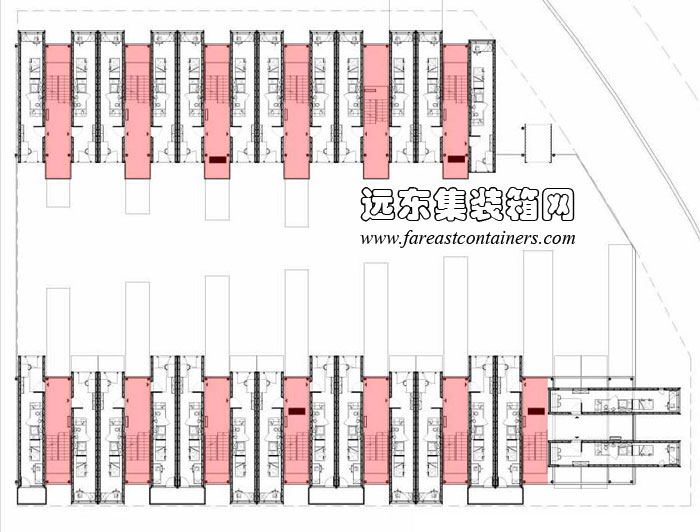 法国 Cité ADocks 学生宿舍通过楼梯来组织箱体布局,集装箱房屋,集装箱建筑,集装箱住宅,集装箱活动房,住人集装箱