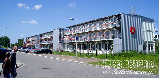 SalvationArmy 宿舍首层支撑结构为混凝土柱,集装箱房屋,集装箱建筑,集装箱住宅,集装箱活动房,住人集装箱