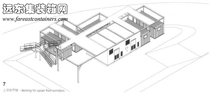 上层的甲板,集装箱建筑设计图,集装箱房屋,集装箱住宅,集装箱活动房,住人集装箱