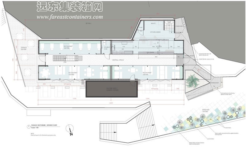 wahaca墨西哥风格集装箱餐厅平面设计图,集装箱建筑,集装箱房屋,集装箱住宅