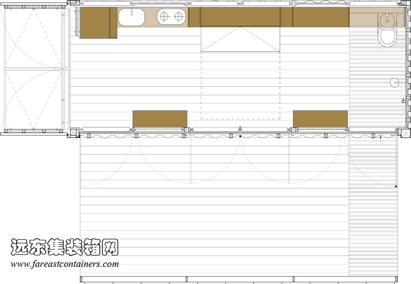 Port-a-bach集装箱度假屋平面图,集装箱住宅,集装箱建筑,集装箱房屋,集装箱活动房,住人集装箱