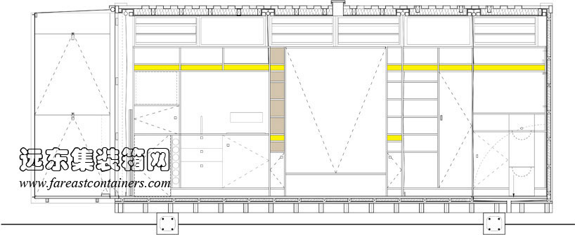 Port-a-bach集装箱度假屋立面图,集装箱住宅,集装箱建筑,集装箱房屋,集装箱活动房,住人集装箱