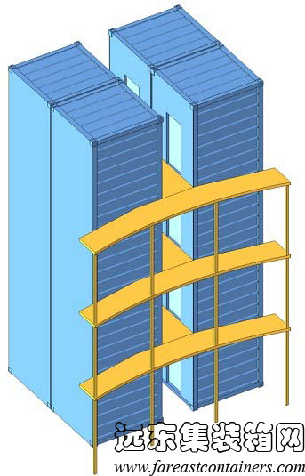 万科建筑研究中心集装箱宿舍箱体组合示意,集装箱房屋,集装箱活动房,住人集装箱,集装箱住宅,集装箱建筑