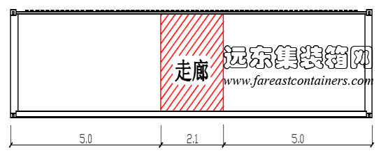 走廊使用40英尺箱体中部,集装箱房屋,集装箱活动房,住人集装箱,集装箱住宅,集装箱建筑