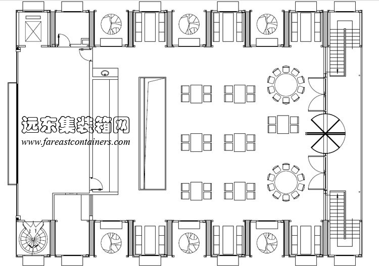集装箱餐厅二层平面图,集装箱房屋,集装箱活动房,住人集装箱,集装箱住宅,集装箱建筑