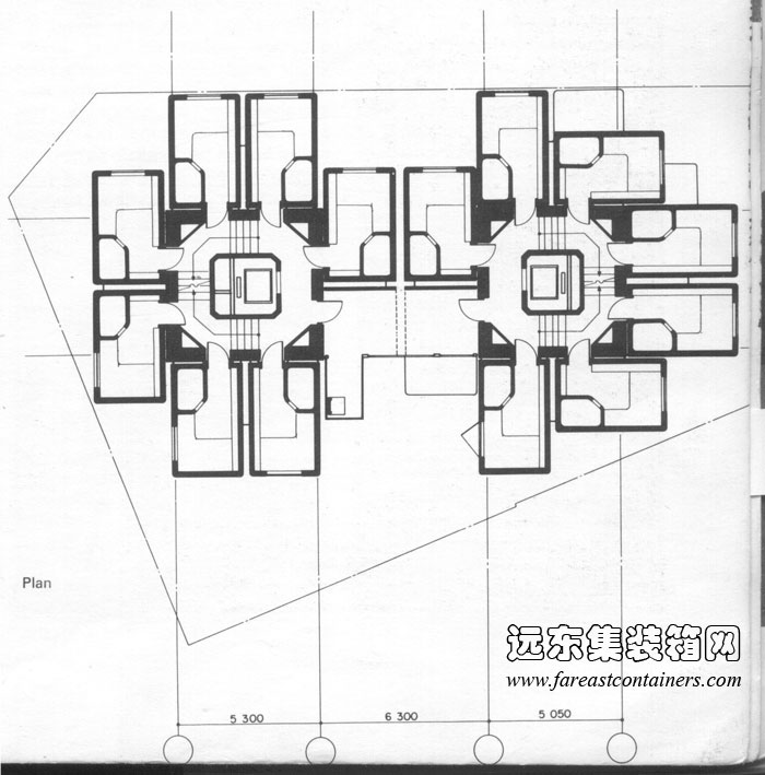 中银舱体楼平面图,盒子建筑