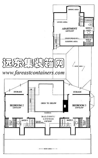 美国某活动住宅二层平面