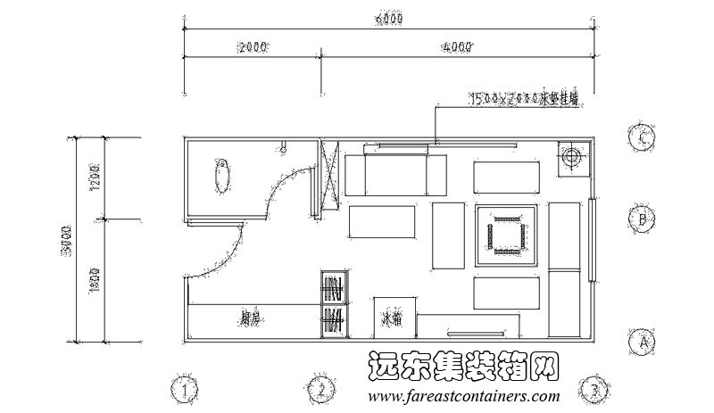 集装箱式活动住宅修正方案会客模式平面图