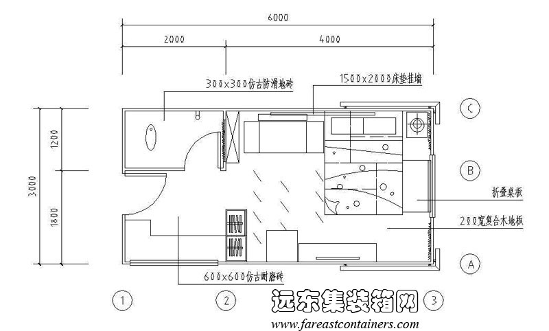 集装箱式活动住宅修正方案睡眠模式平面图