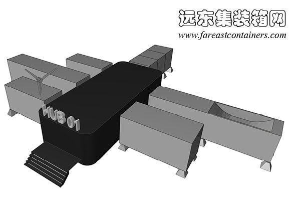 HUB 01 集装箱学生宿舍的三维模型,集装箱房屋,集装箱建筑,集装箱住宅