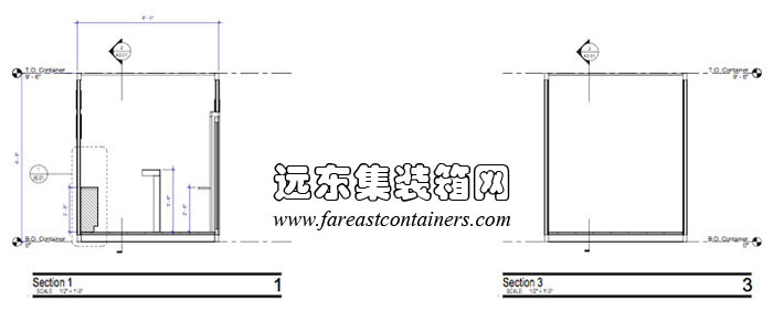 Librii集装箱图书馆剖面图