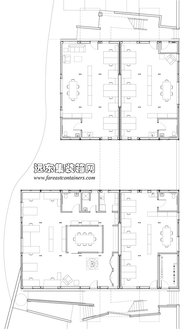 集装箱建筑：罗德岛集装箱办公楼一层平面图