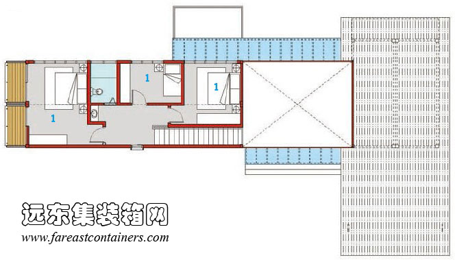 Upcycled 集装箱度假屋二层平面图