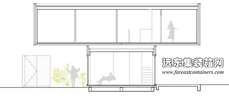 “十字箱”集装箱住宅剖面图