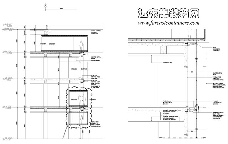 SANLITUN SOUTH 三里屯南区集装箱建筑剖面图